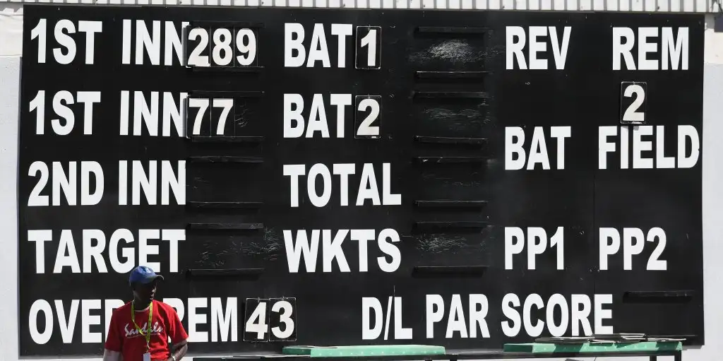 England 77 all out score board West Indies