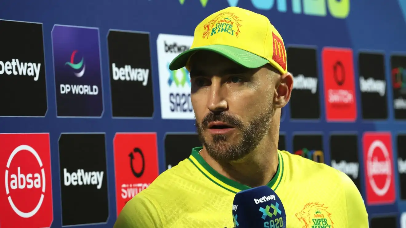 Faf du Plessis talks to the media