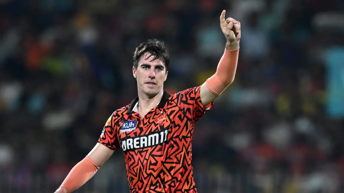 Pat Cummins bowls in the IPL