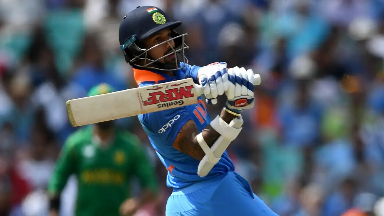 Shikhar Dhawan bats