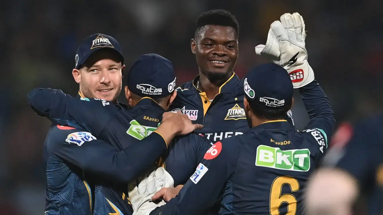 Alzarri Joseph celebrates