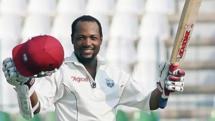Brian Lara celebrates
