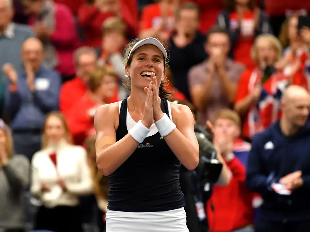 Johanna Konta celebrates