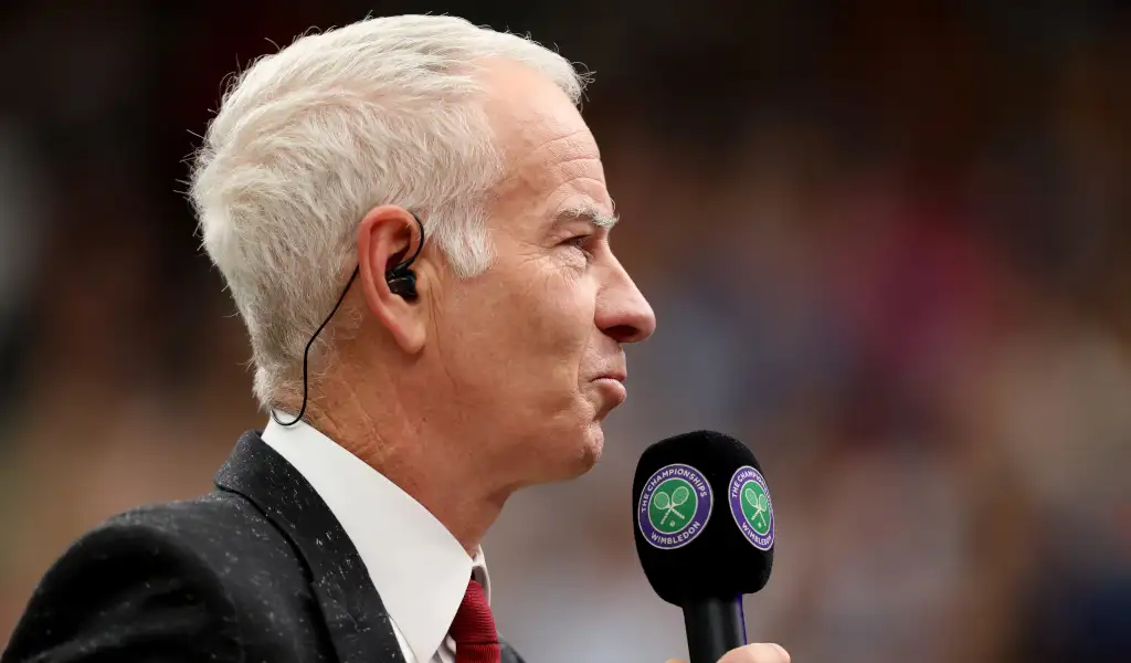 John McEnroe on the microphone at Wimbledon