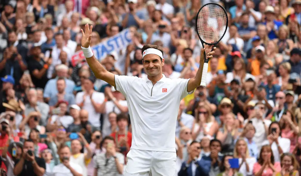 Roger Federer celebrates