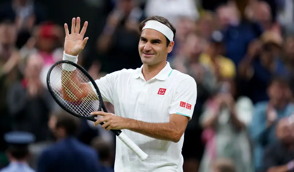 Roger Federer celebrates