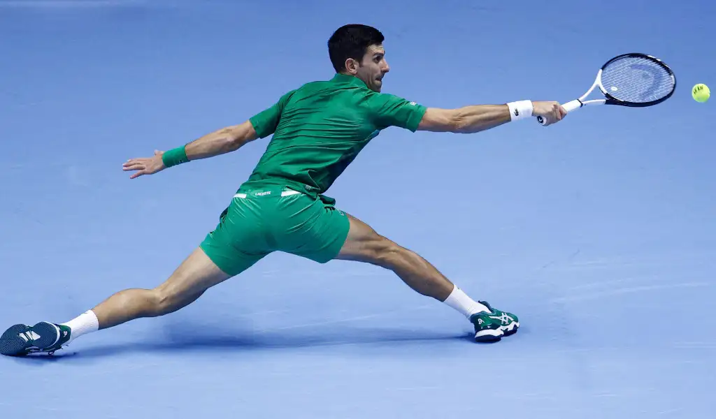 Novak Djokovic plays a shot