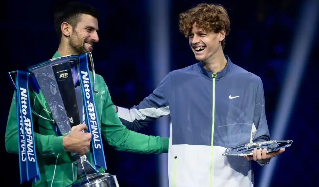 Novak Djokovic and Jannik Sinner at the ATP Finals in Turin