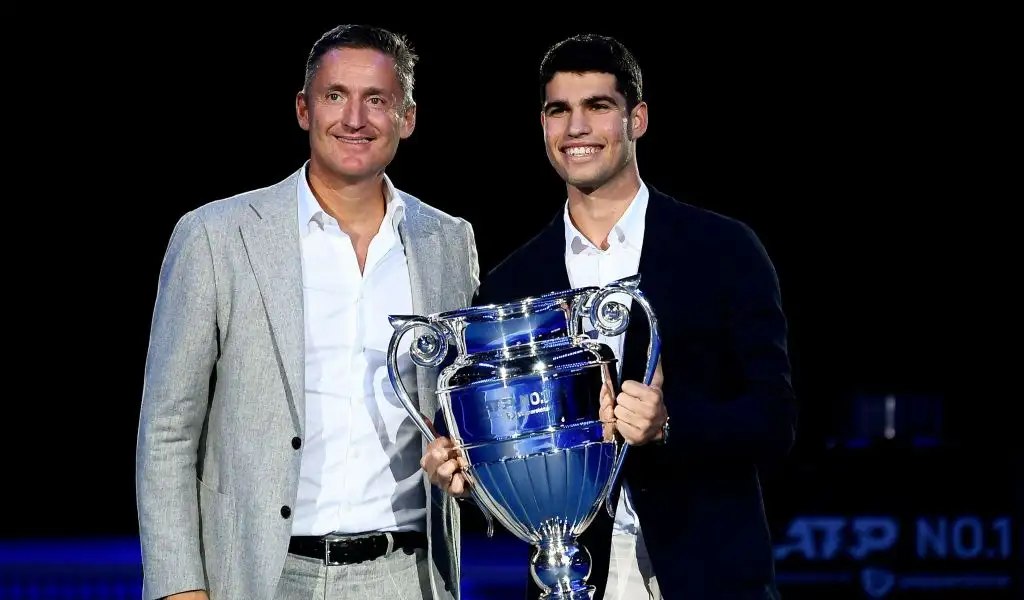 ATP chief Andrea Gaudenzi with Carlos Alcaraz