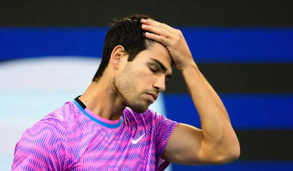 Carlos Alcaraz reacts at the 2024 Miami Open