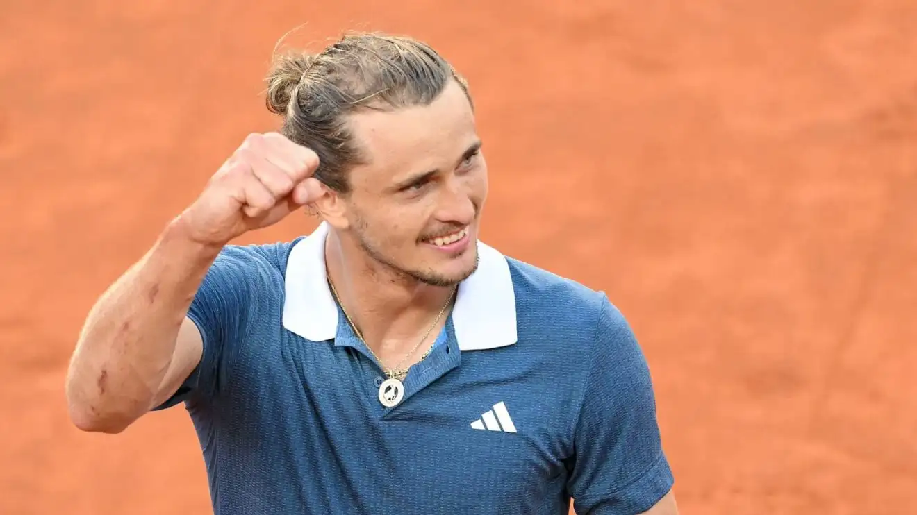 Alexander Zverev of Germany celebrates at the end of the final match against Nicolas Jarry of Chile at the Internazionali BNL d'Italia 2024 tennis torunament at Foro Italico in Rome, Italy on May 19th, 2024