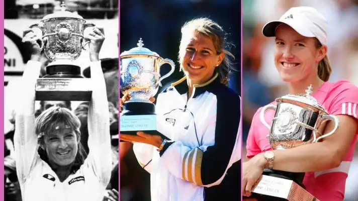 Chris Evert, Steffi Graf and Justine Henin: the three women with the most French Open titles