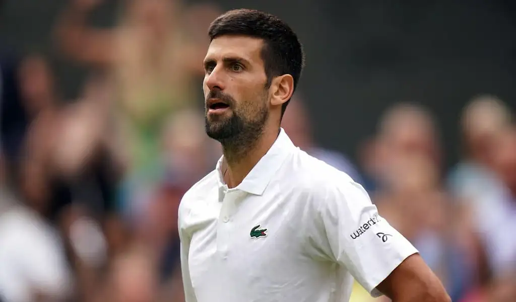 Novak Djokovic on court at Wimbledon