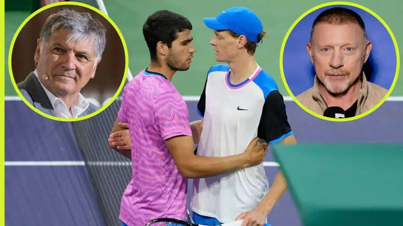 Toni Nadal, Boris Becker, Carlos Alcaraz and Jannik Sinner