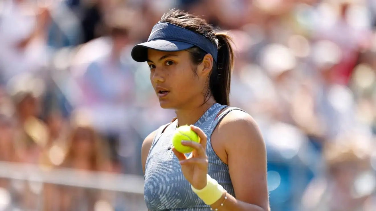 Emma Raducanu during a match in Eastbourne