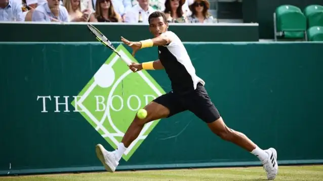 Félix Auger-Aliassime in action at The Boodles. (Ben Hoskins for The Boodles)