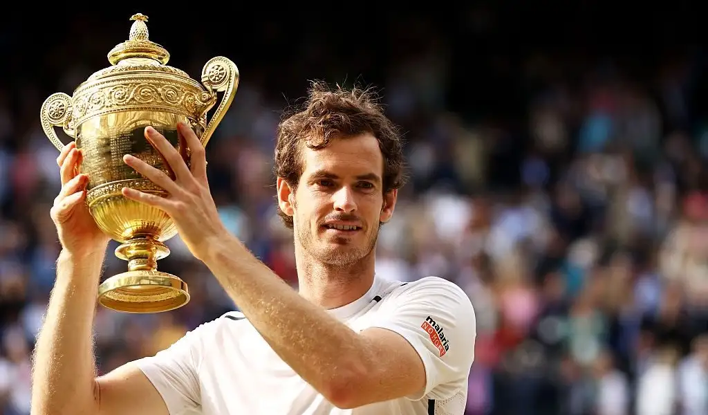 Andy Murray with the Wimbledon trophy