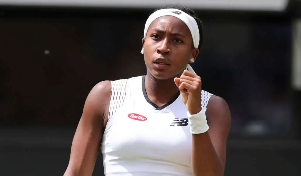 Coco Gauff in Wimbledon action.