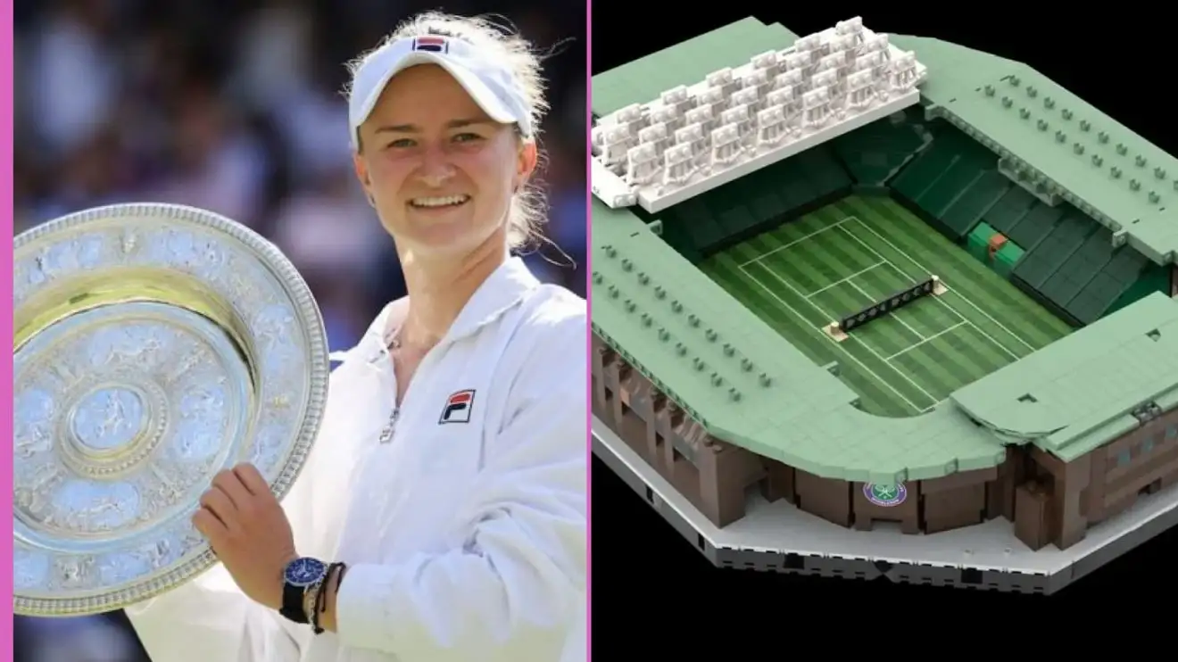 Wimbledon champion Barbora Krejcikova and a proposed Lego model