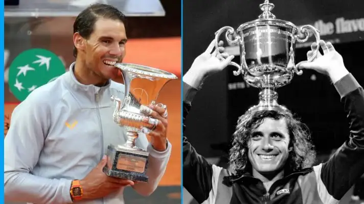 Rafael Nadal and Guillermo Vilas make up the top two for most ATP clay titles