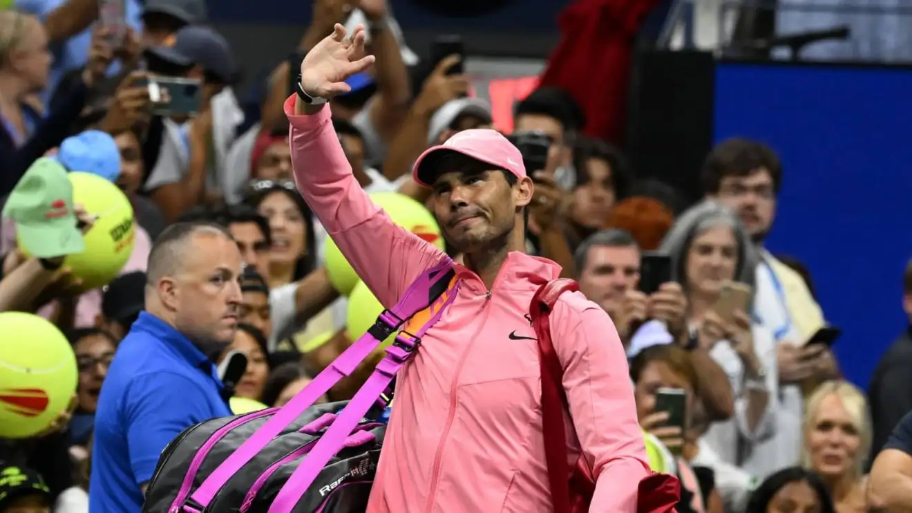 Rafael Nadal waves goodbye to the crowd at the 2022 US Open