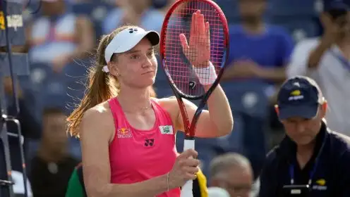 Elena Rybakina following her round one US Open victory. She would withdraw from her round two match.