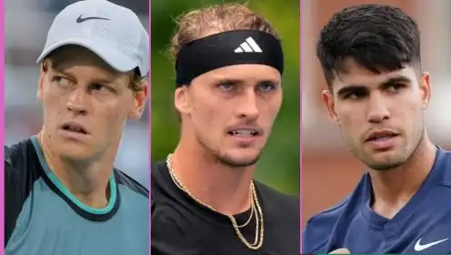 From left to right: Jannik Sinner, Alexander Zverev and Carlos Alcaraz