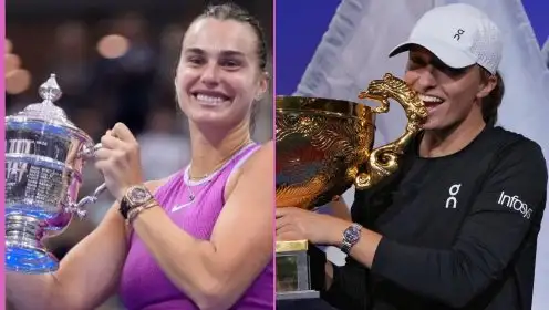 Pictured: Aryna Sabalenka at the 2024 US Open, Iga Swiatek at the 2023 China Open