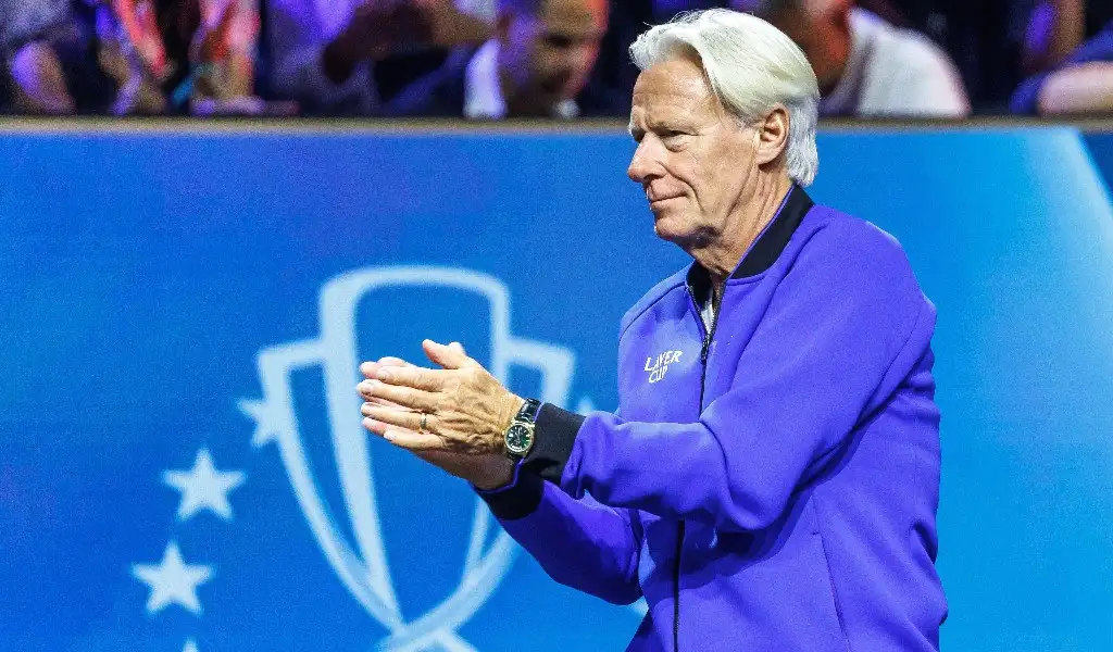 Bjorn Borg applauding at the 2024 Laver Cup