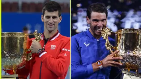 Pictured: Novak Djokovic at the 2015 China Open, Rafael Nadal at the 2017 China Open.