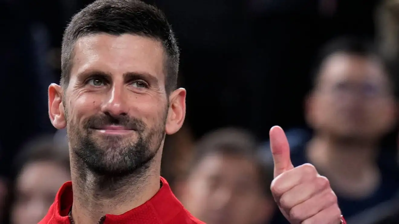 Novak Djokovic celebrates his win at the 2024 Shanghai Masters