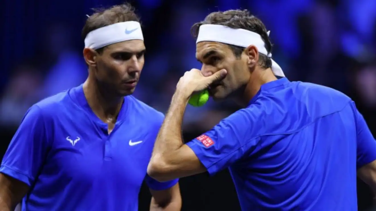 Roger Federer and Rafael Nadal at the 2022 Laver Cup.