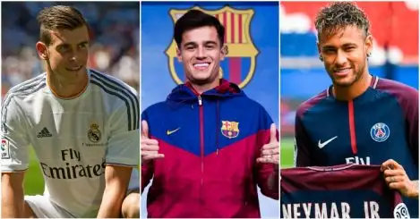 Record transfer fees paid by Europe’s top clubs…