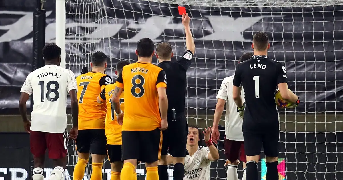 Arteta questions Luiz red card after disappointing Wolves loss
