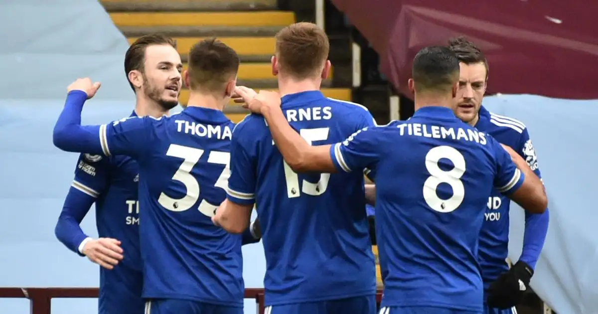 Leicester celebrate Aston Villa