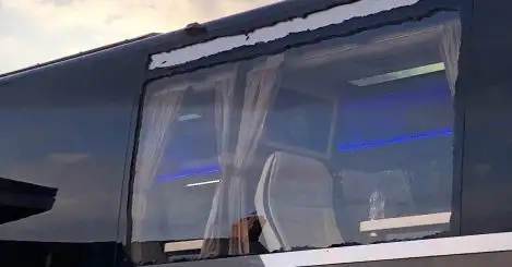 Real Madrid team bus window smashed on the way to Anfield