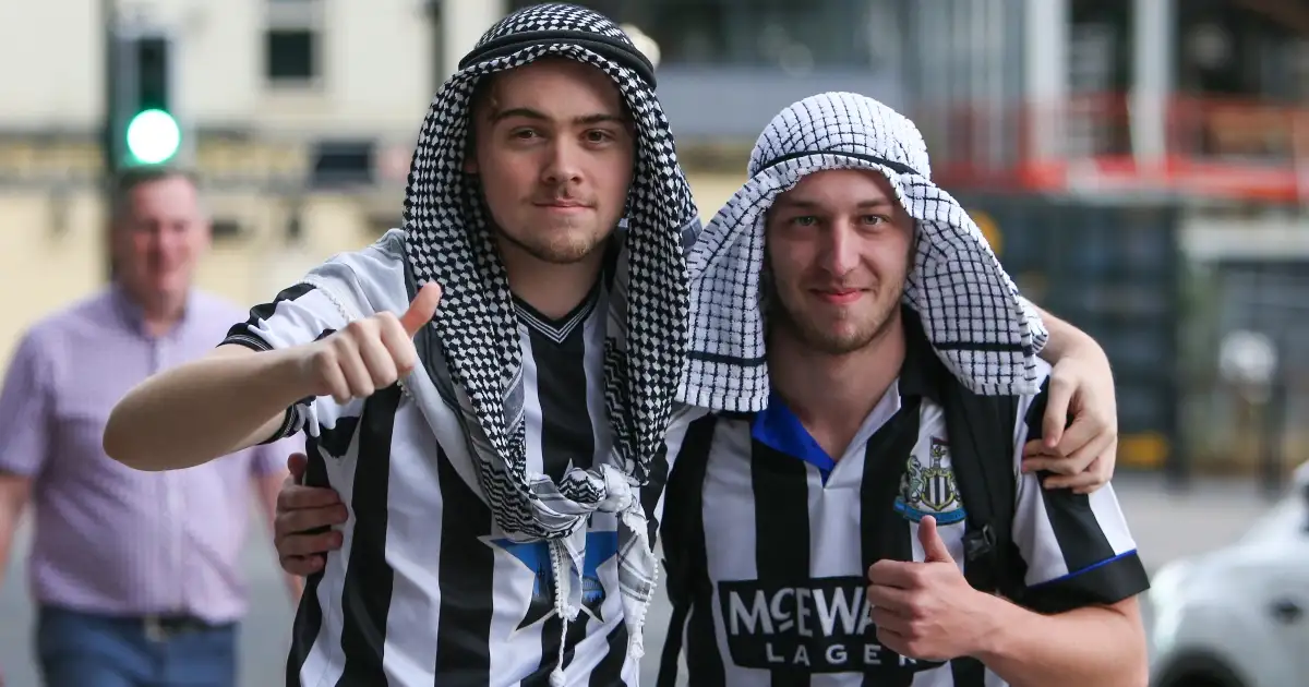 Newcastle fans react to the confirmation of the club's Saudi-backed takeover.