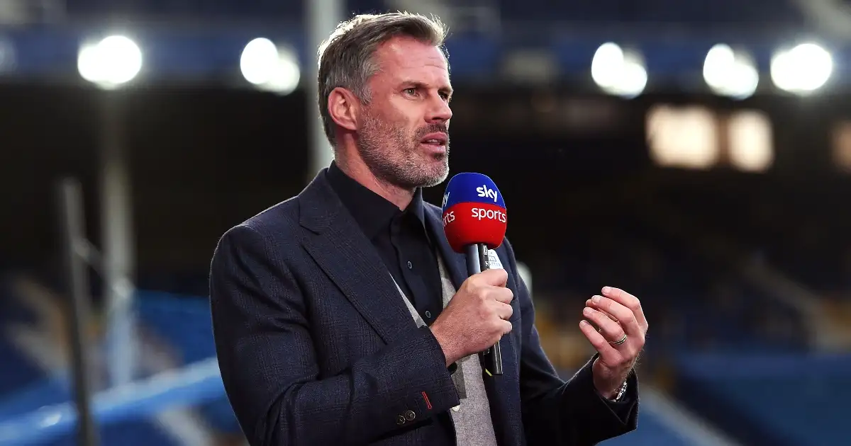 Jamie Carragher during a Sky Sports broadcast