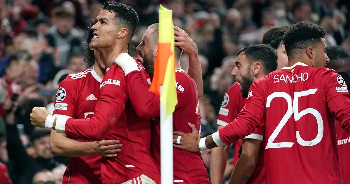 Manchester United striker Cristiano Ronaldo celebrates his goal