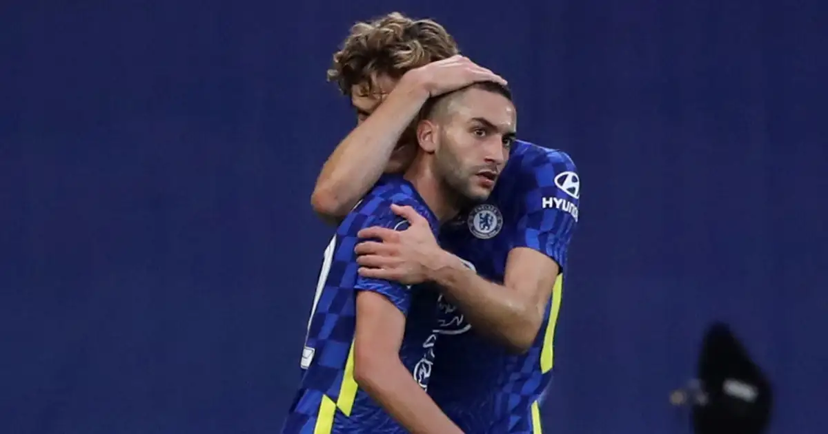 Chelsea winger Hakim Ziyech celebrates his goal