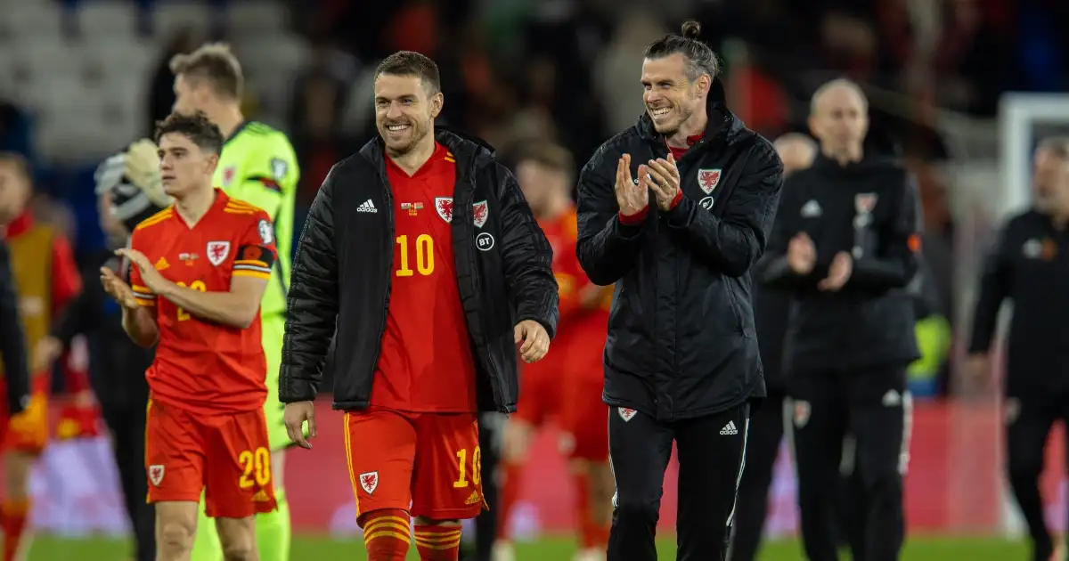 Wales players Aaron Ramsey and Gareth Bale celebrate a win