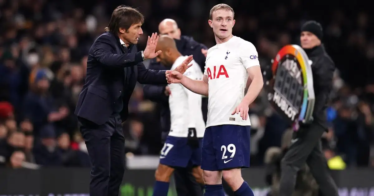 Antonio Conte issues instructions to Spurs midfielder Oliver Skipp