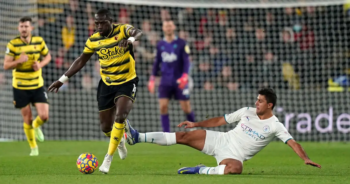 Rodri of Manchester City and Moussa Sissoko of Watford