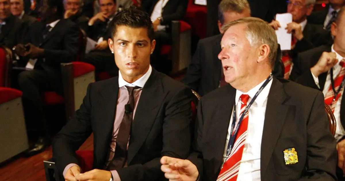 Cristiano Ronaldo talks to Sir Alex Ferguson