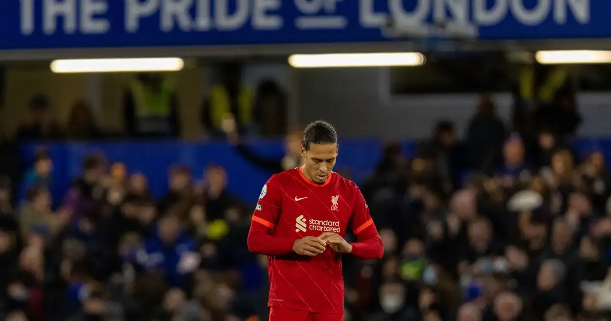 Liverpool defender Virgil van Dijk looks dejected