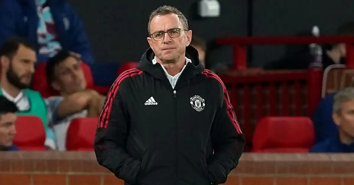 Man Utd boss Ralf Rangnick looks frustrated