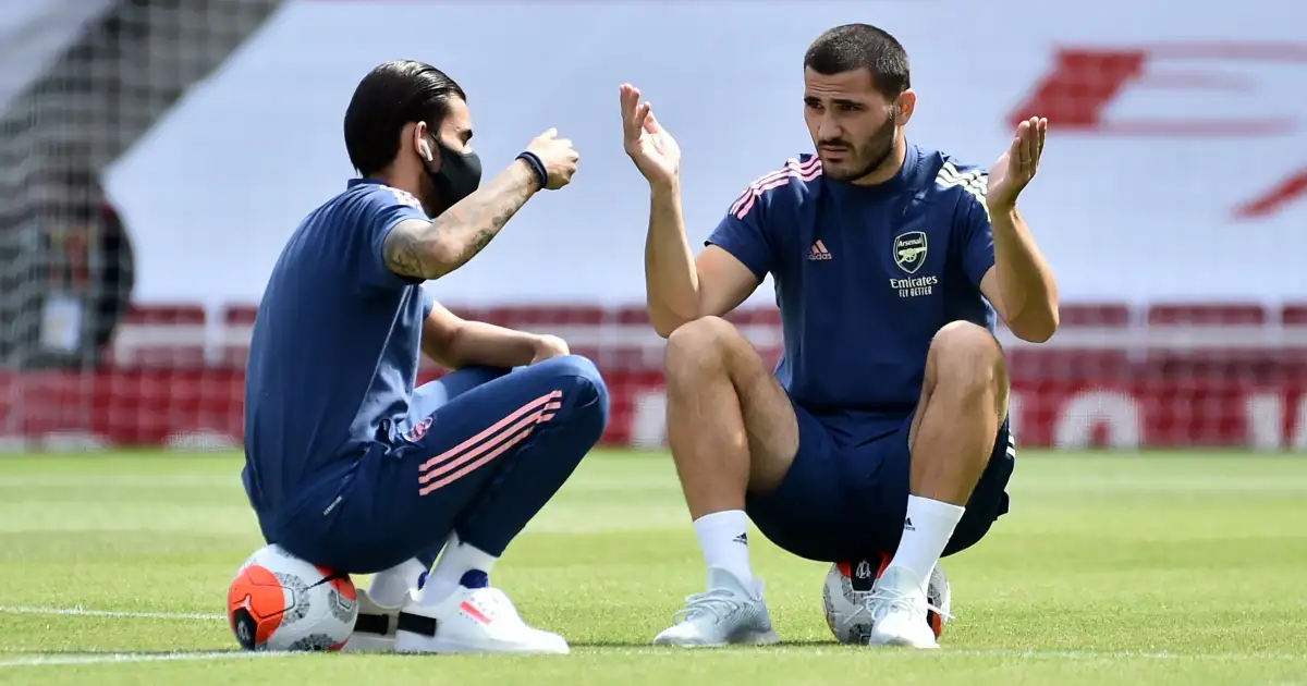 Sead Kolasinac speaking to Dani Ceballos