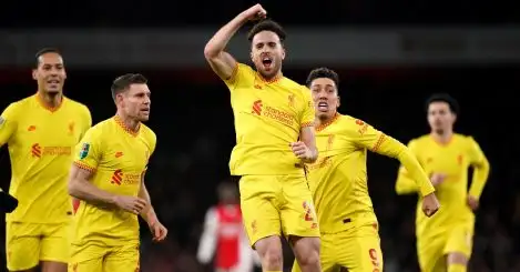 Arsenal 0-2 Liverpool: Jota brace sends Klopp’s men to Wembley