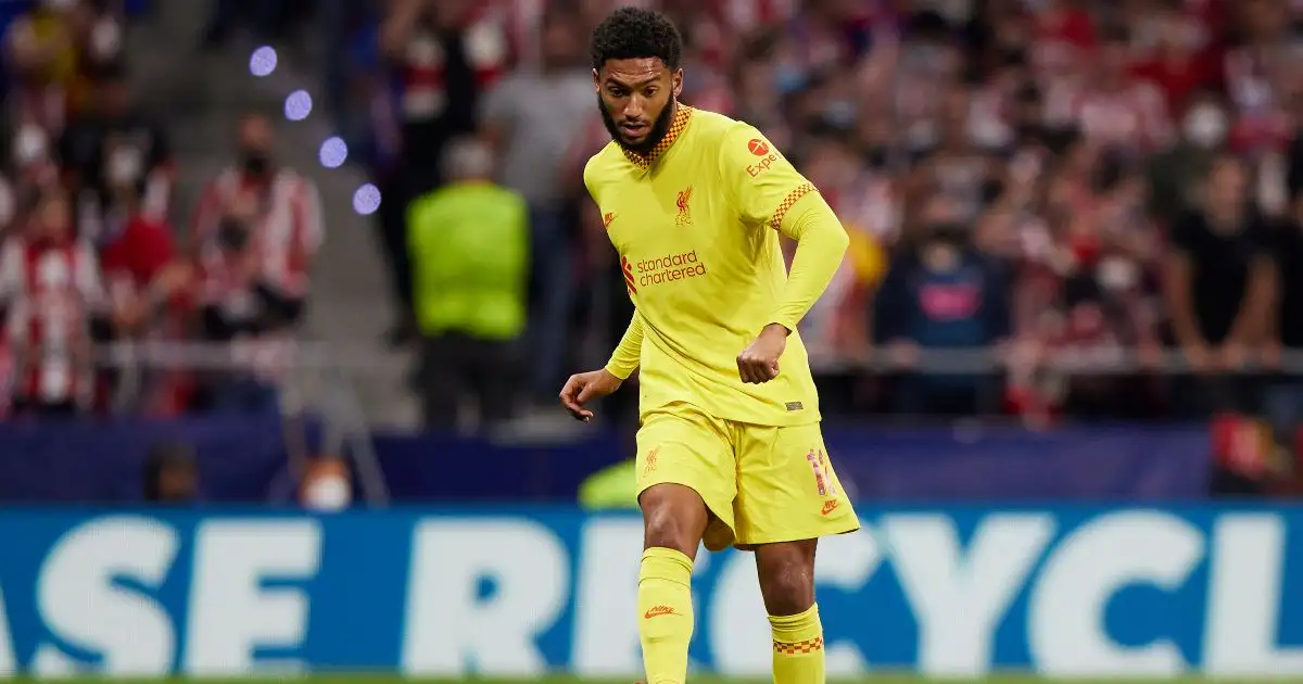 Liverpool defender Joe Gomez plays the ball to a team-mate