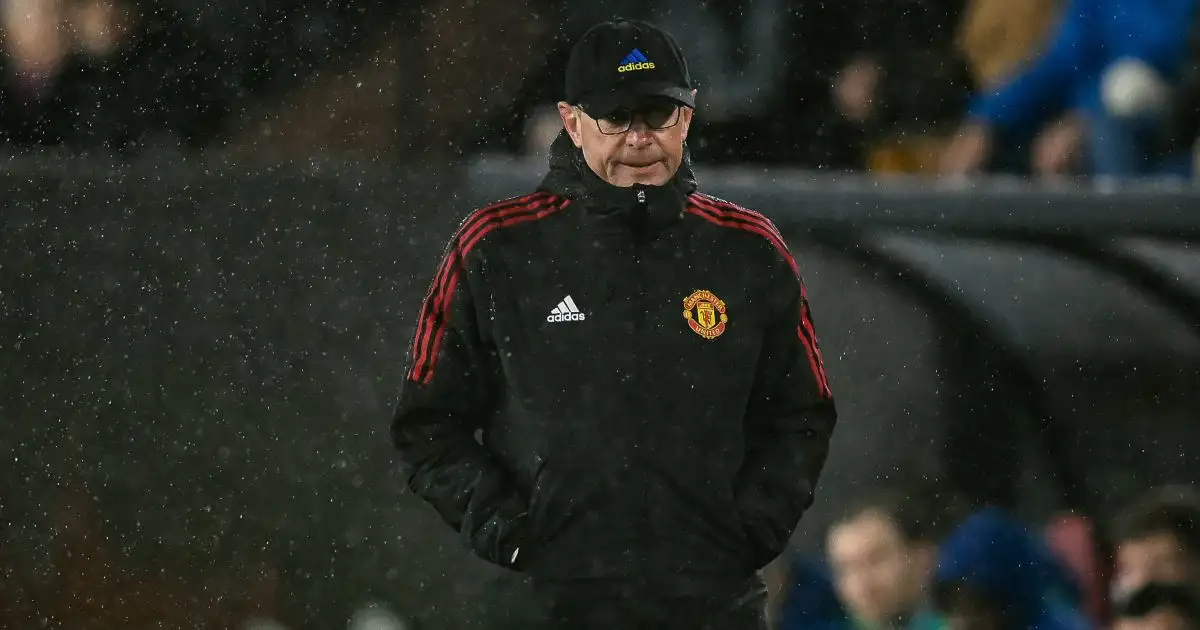 Man Utd boss Ralf Rangnick looks frustrated